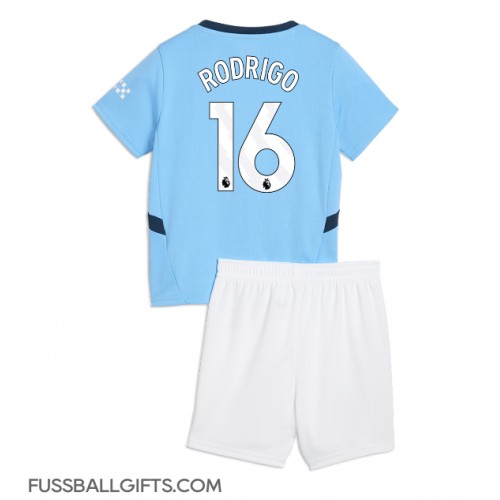 Manchester City Rodri Hernandez #16 Fußballbekleidung Heimtrikot Kinder 2024-25 Kurzarm (+ kurze hosen)